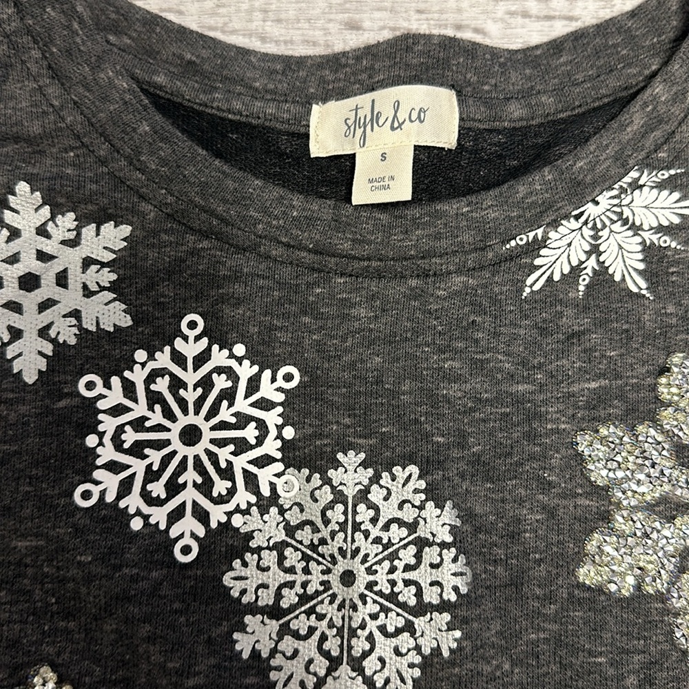 Style&co  Womens Sweater Snowflakes Long Sleeve - Picture 6 of 8
